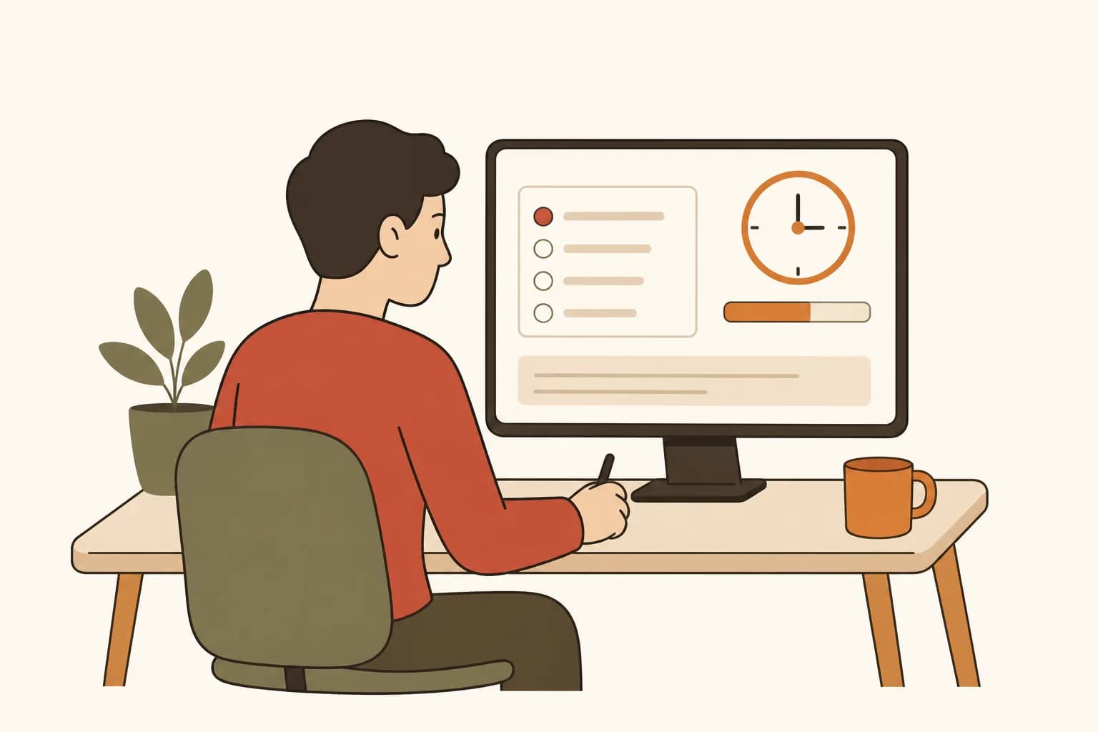 Minh hoạ màn hình làm đề thi thử HSK trên máy tính